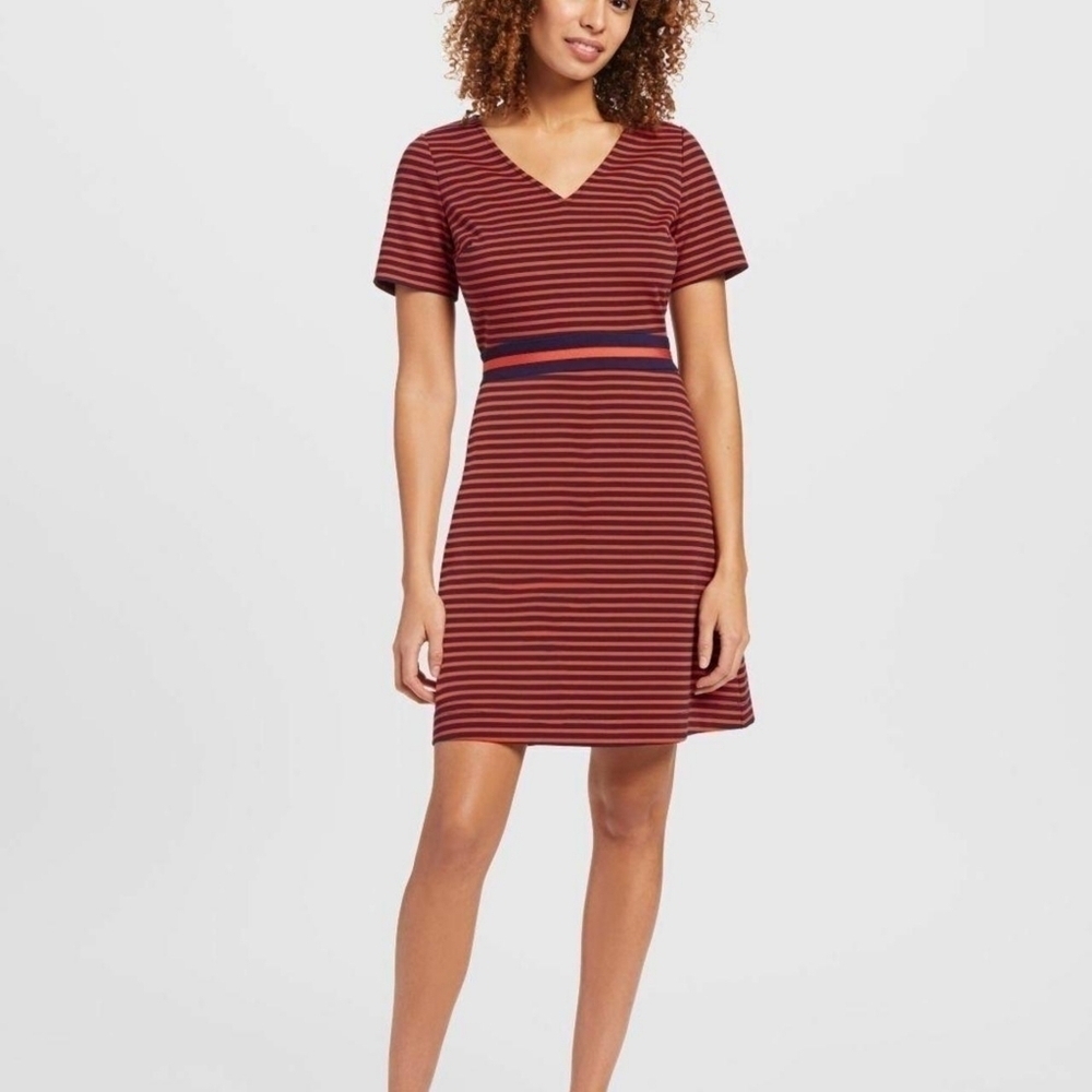 Draper James Red and Navy Striped Dress Size Small